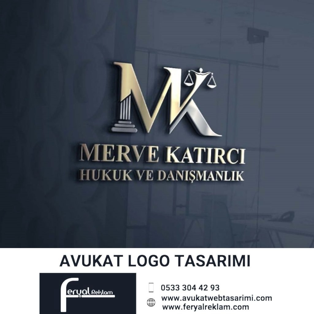 Merve Katırcı Hukuk ve Danışmanlık M harfi ve terazi kombinasyonlu tasarım