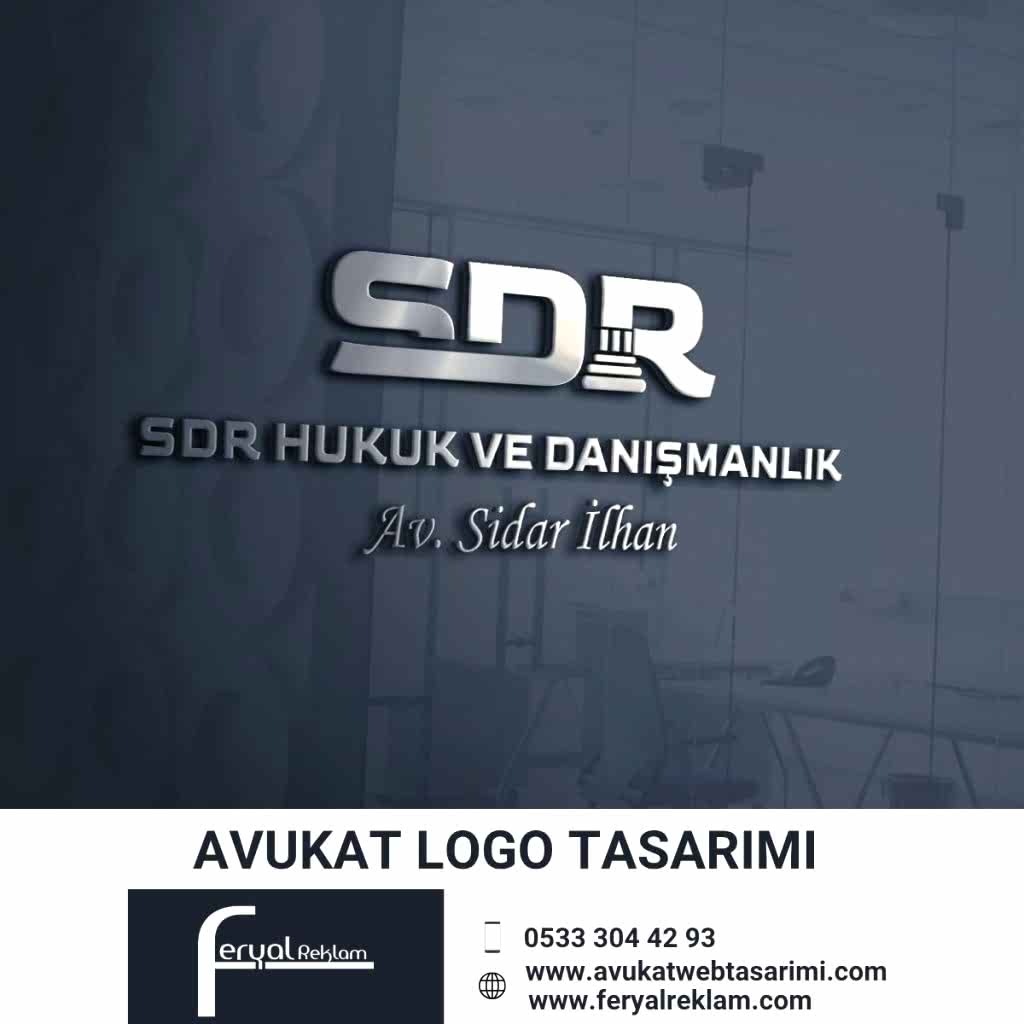 SDR Hukuk ve Danışmanlık Avukat Sidar İlhan gümüş metalik efektli modern logo