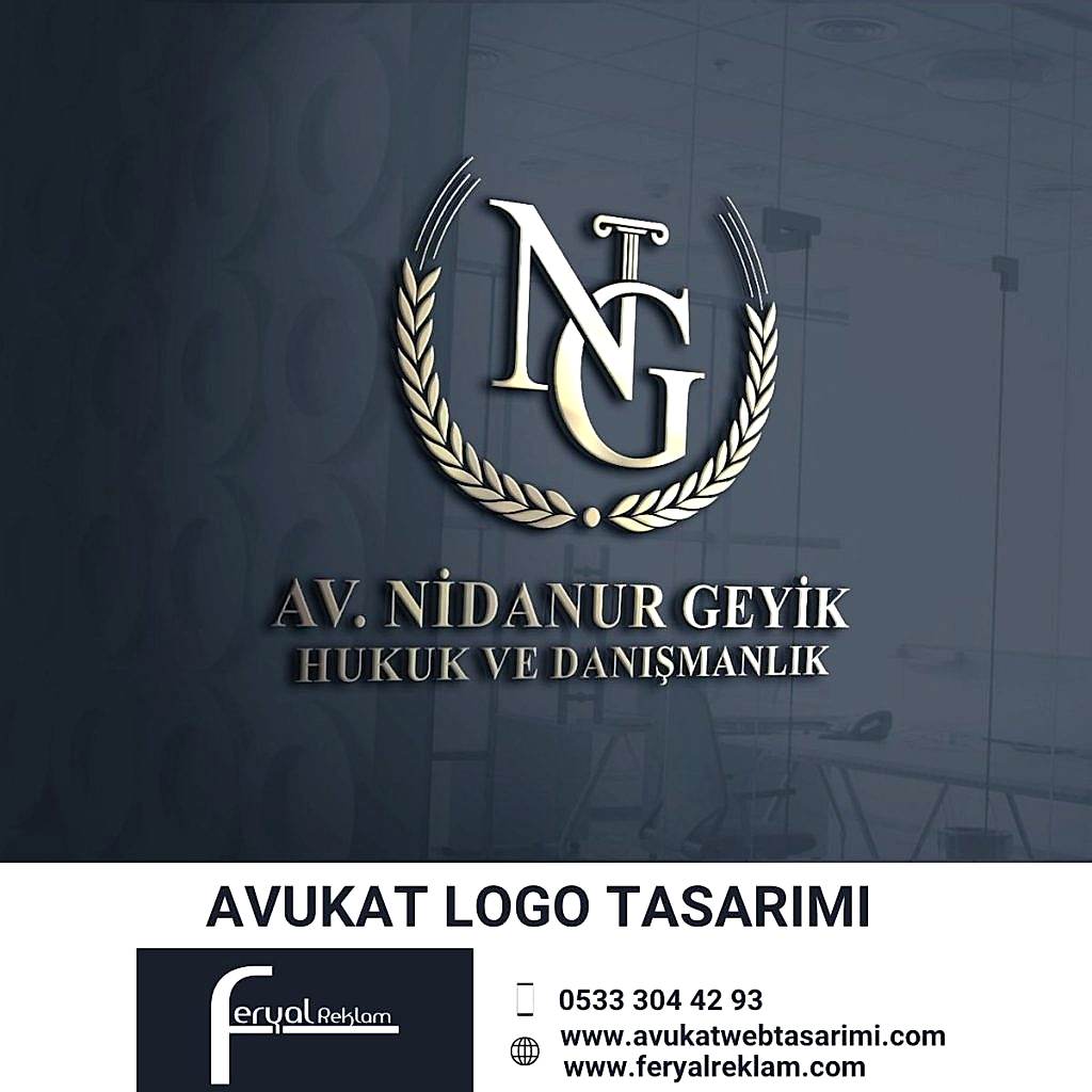Avukat Nidanur Geyik Hukuk ve Danışmanlık için tasarlanan altın varaklı defne yaprağı logolu mühür