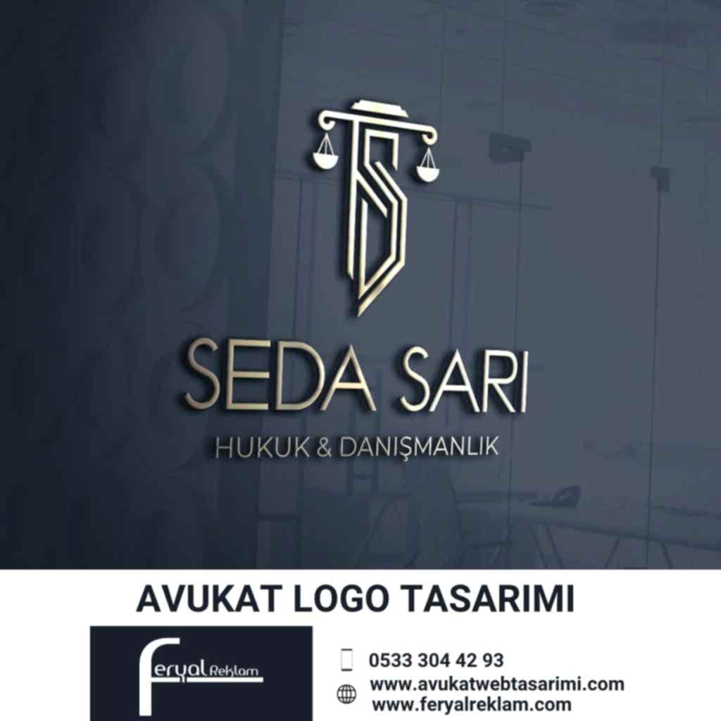 Seda Sarı Hukuk ve Danışmanlık sütun ve terazi detaylı altın varaklı logo tasarımı