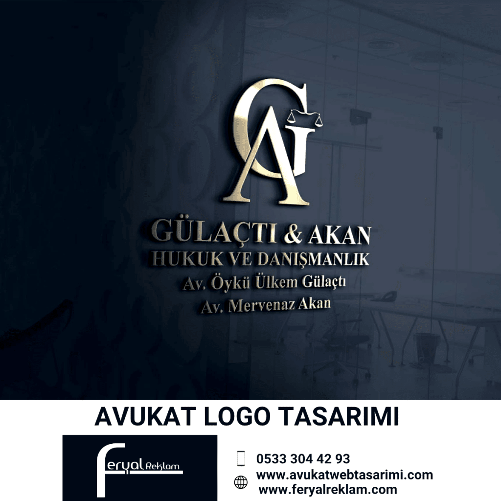 Gülaçtı ve Akan Hukuk Bürosu iç içe geçmiş harflerden oluşan altın varaklı logo